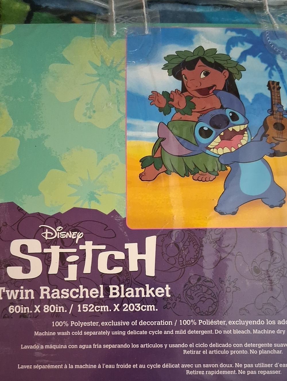 NWT Disney Lilo & Stitch Hula Fest Twin Raschel Blanket 60x80 Northwest - Picture 3 of 4